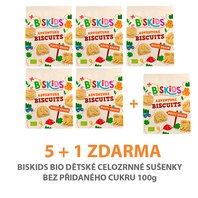 5 +1 ZDARMA! Výhodné balení BISkids BIO dětské celozrnné sušenky bez přidaného cukru 100g 5 +1 ZDARMA! Výhodné balení BISkids BIO dětské celozrnné sušenky bez přidaného cukru 100g