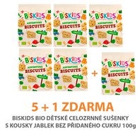 5 +1 ZDARMA! Výhodné balení BIO dětské celozrnné sušenky s jablky bez přidaného cukru 100g
