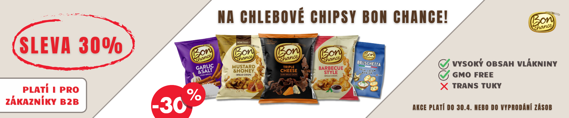 AKCE na chlebové chipsy Bon Chance Gudobele