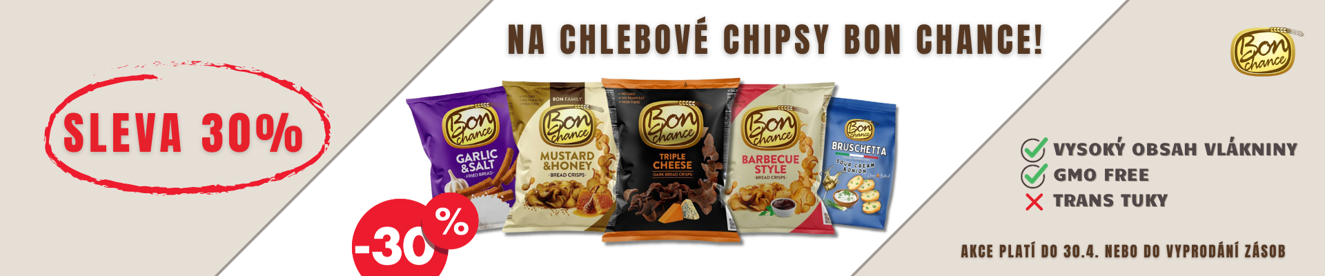 AKCE na chlebové chipsy Bon Chance Gudobele