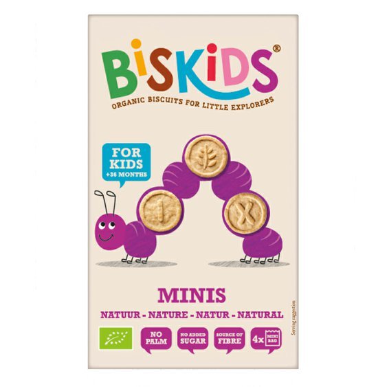 BISkids BIO dětské celozrnné mini sušenky Natural bez přidaného cukru 120g