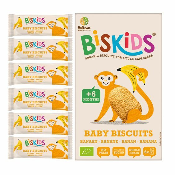 BISkids BIO dětské celozrnné sušenky s banánem bez přidaného cukru 6M+ 120g