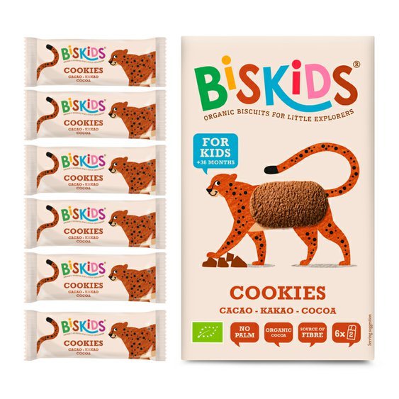 BISkids BIO dětské celozrnné kakaové sušenky 36M+ 120g