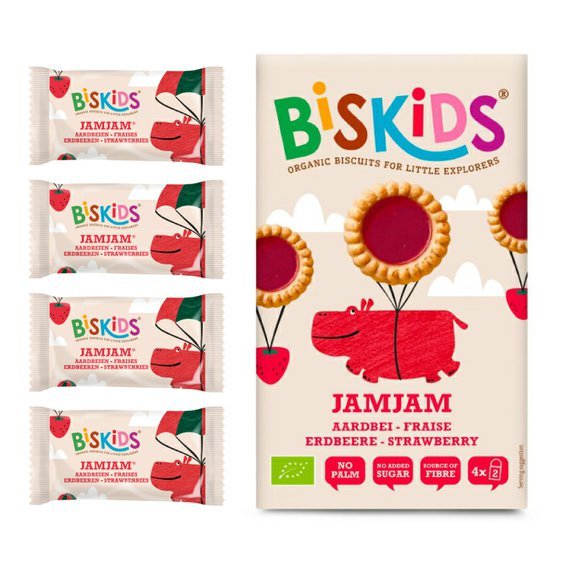 BISkids BIO dětské koláčky s jahodovým džemem bez přidaného cukru 36M+ 100g