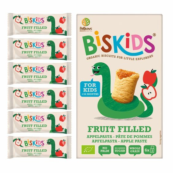 BISkids BIO měkké dětské sušenky s jablečným pyré bez přidaného cukru 33% ovoce 120g
