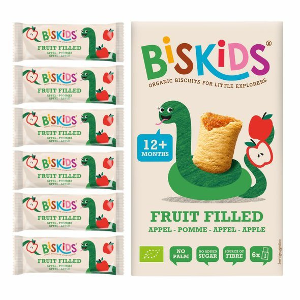 BISkids BIO měkké dětské sušenky s jablečným pyré bez přidaného cukru 33% ovoce 12M+ 120g