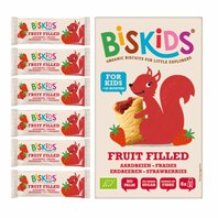 BISkids BIO měkké dětské sušenky s jahodovým pyré bez přidaného cukru 33% ovoce 120g