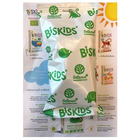 Vzorek Biskids BIO dětských celozrnných sušenek Natural. Ideální svačinka pro děti.