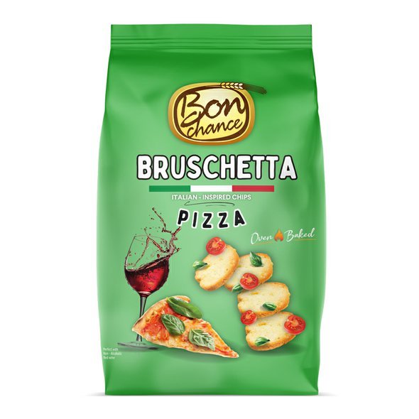 Bon Chance Bruschetta pečené chlebové chipsy s příchutí pizza 70g