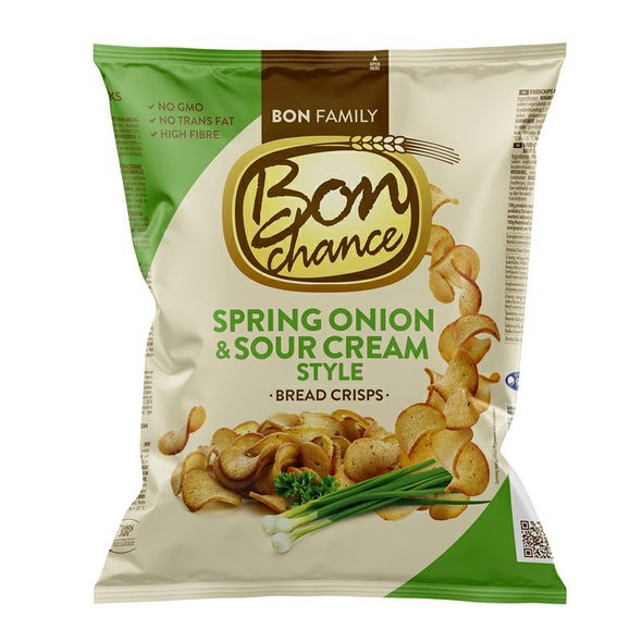 Bon Chance chlebové chipsy s jarní cibulkou a zakysanou smetanou 120g