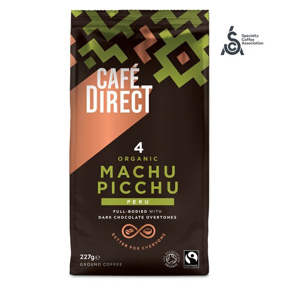 Cafédirect BIO Machu Picchu SCA 82 mletá káva 227g. Gurmet káva. Fairtrade a bio.
