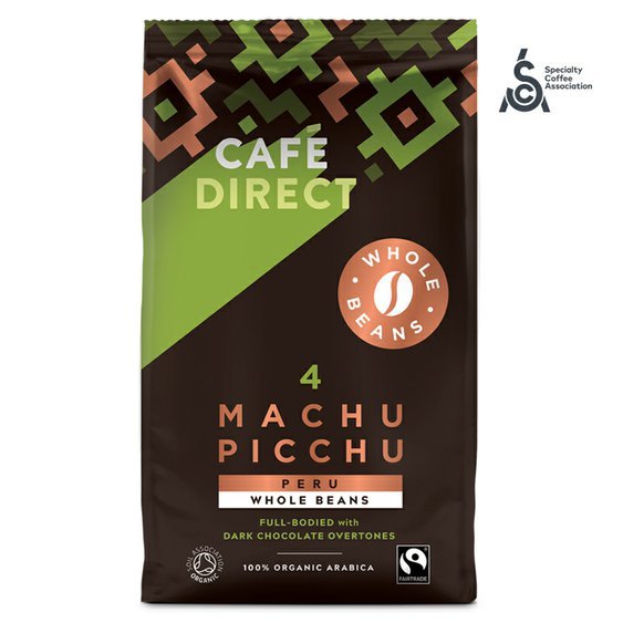 Cafédirect BIO Machu Picchu SCA 82 zrnková káva 750g. Gurmet káva. Fairtrade a bio.