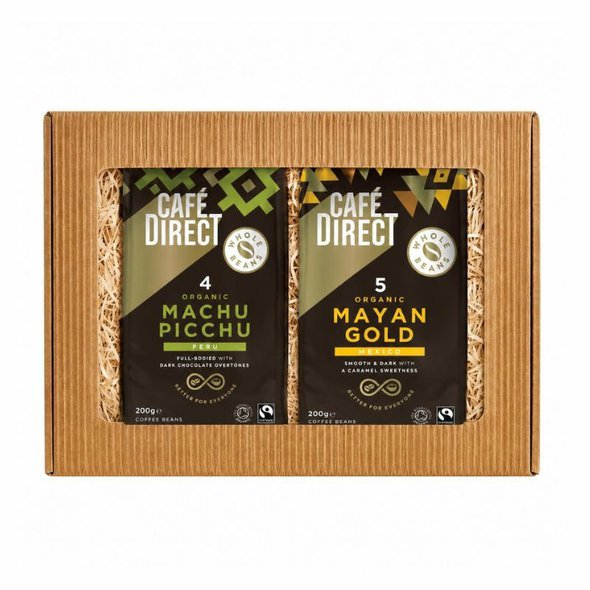 Cafédirect BIO dárkový balíček Machu Picchu a Mayan Gold SCA 82 zrnkové kávy 2 x 200g