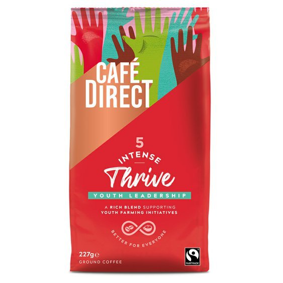 Cafédirect Intense mletá káva s tóny kakaa 227g.  Kvalitní fairtrade káva.