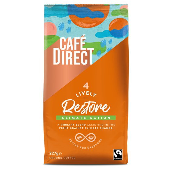 Cafédirect Lively mletá káva s tóny kakaa 227g.  Kvalitní fairtrade káva.