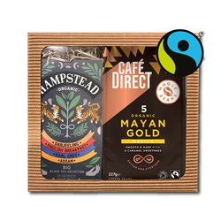 Cafédirect BIO dárkový balíček Mayan Gold zrnková káva 227g a selekce černých čajů 20ks