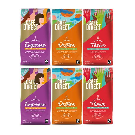 Cafédirect výhodný balíček Arabica, Lively a Intense mletá káva 6 x 227g. Gurmet kávy.