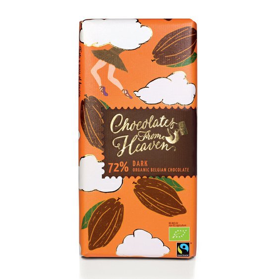 Chocolates From Heaven BIO hořká čokoláda 72% 100g. Fairtrade belgická čokoláda.