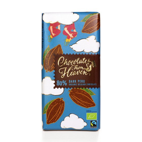 Chocolates From Heaven BIO hořká čokoláda Peru 80% 100g. Fairtrade belgická čokoláda.