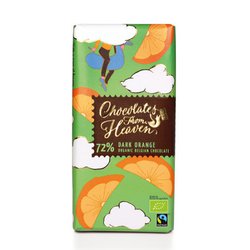 Chocolates From Heaven BIO hořká čokoláda s pomerančem 72% 100g. Belgická čokoláda.