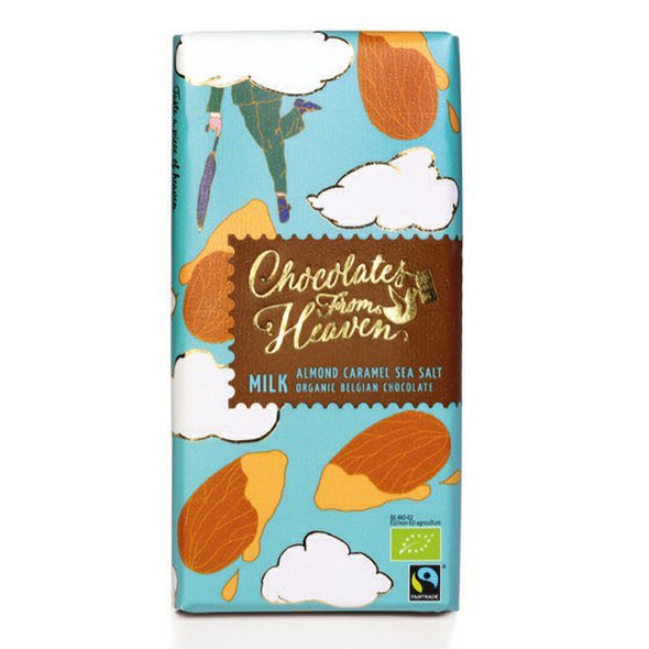 Chocolates From Heaven BIO mléčná čokoláda s mandlemi a mořskou solí 37% 100g