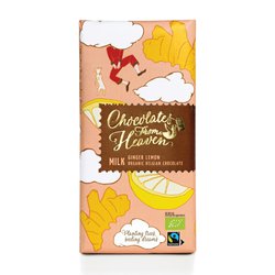 Chocolates From Heaven BIO mléčná čokoláda se zázvorem a citronem 37% 100g. Belgická.
