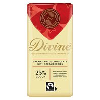 Divine bílá čokoláda s jahodami a vanilkou 25% 90g