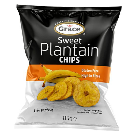 Grace bezlepkové chipsy ze zelených banánů plantain sladké 85g