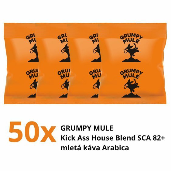 Grumpy Mule Kick Ass House Blend SCA 82+ mletá káva Arabica 50 x 70g