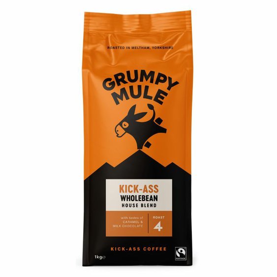 Grumpy Mule Kick Ass House Blend SCA 82+ zrnková káva Arabica 1kg