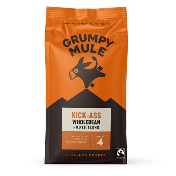 Grumpy Mule Kick Ass House zrnková káva Arabica 200g