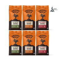 Grumpy Mule výhodný balíček Arabica zrnkové kávy SCA 82+ 6 x 200g. Výběrové kávy.