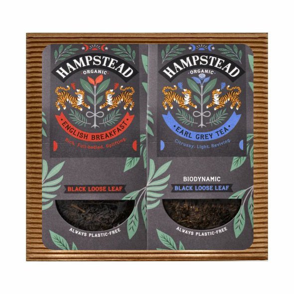 Hampstead Tea BIO dárkový balíček sypaných černých čajů 2 x 100g