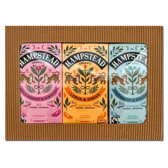 Hampstead Tea BIO dárkový balíček výběr bylinných čajů 3 x 20ks