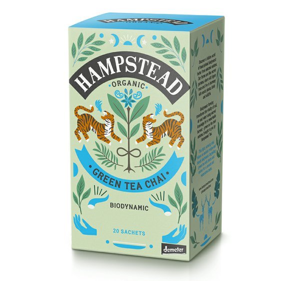 Hampstead Tea London BIO Chai zelený detoxikační čaj s orientálním kořením 20ks