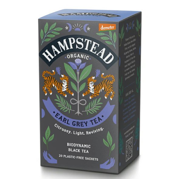 Hampstead Tea London BIO Earl Grey černý čaj s bergamotem 20ks. Fairtrade a Demeter čaj.