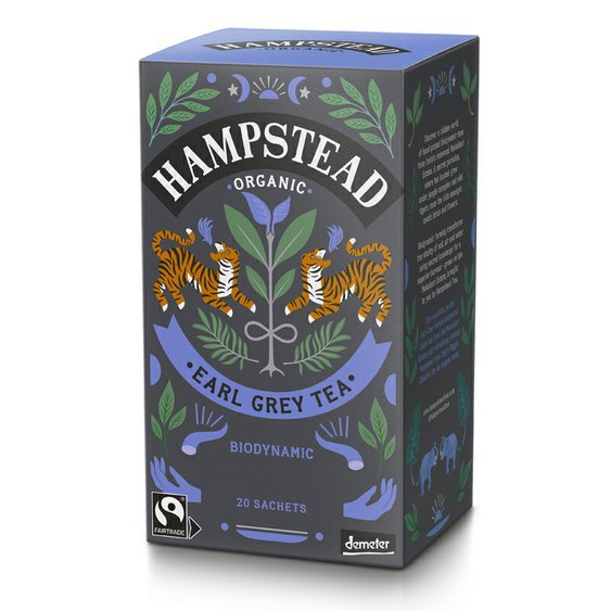 Hampstead Tea London BIO Earl Grey černý čaj s bergamotem 20ks. Fairtrade a Demeter čaj.