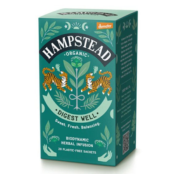 Hampstead Tea BIO bylinný čaj na podporu trávení 20ks. Čaj bez kofeinu.