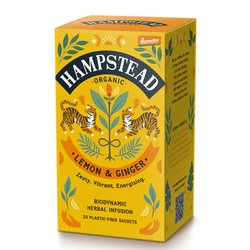 Hampstead Tea London BIO citrónový čaj se zázvorem 20ks. Čaj bez kofeinu Demeter.