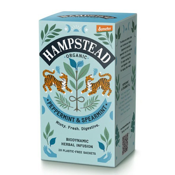 Hampstead Tea London BIO mátový čaj 20ks. Zklidňující čaj bez kofeinu Fairtrade a Demeter.