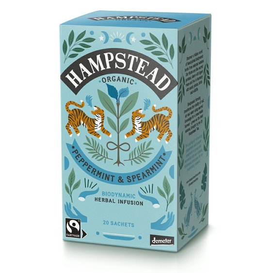 Hampstead Tea London BIO mátový čaj 20ks. Zklidňující čaj bez kofeinu Fairtrade a Demeter.
