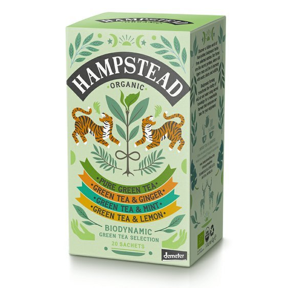 Hampstead Tea London BIO selekce zelených čajů 20ks. Kvalitní zelený indický čaj.