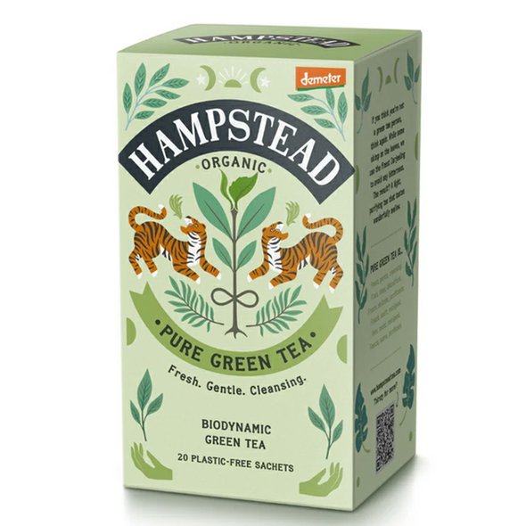 Hampstead Tea London BIO zelený čaj 20ks. Fairtrade a Demeter indický detoxikační čaj.
