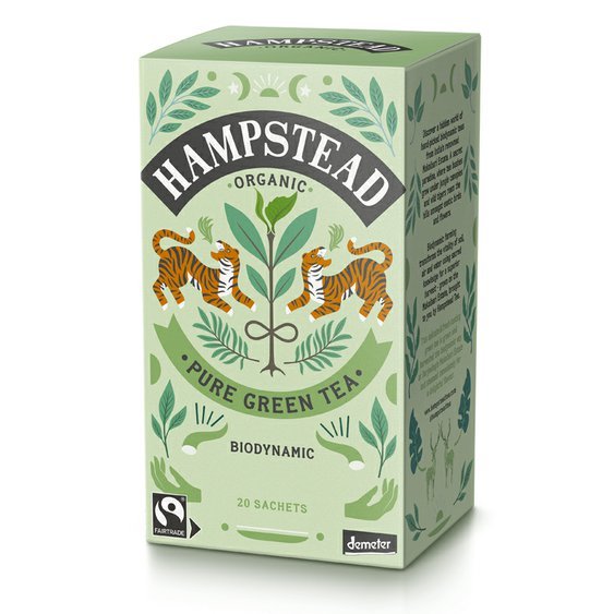 Hampstead Tea London BIO zelený čaj 20ks. Fairtrade a Demeter indický detoxikační čaj.