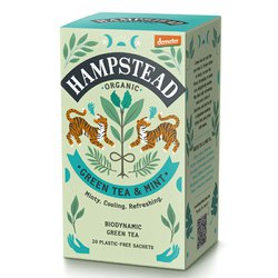 Hampstead Tea London BIO zelený čaj s mátou a lékořicí 20ks. Demeter detoxikační čaj.