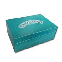 Hampstead Tea luxusní petrolej. dřevěná kazeta mix sáčkových BIO čajů 78ks-6 druhů-PRÁZDNÁ