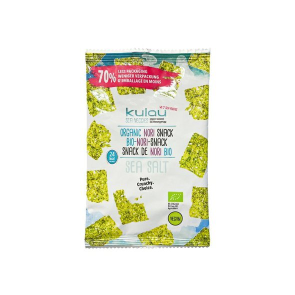 Kulau BIO Nori Snack mořské řasy 4g. Zdravá svačina, zdroj minerálů a vitamínů.