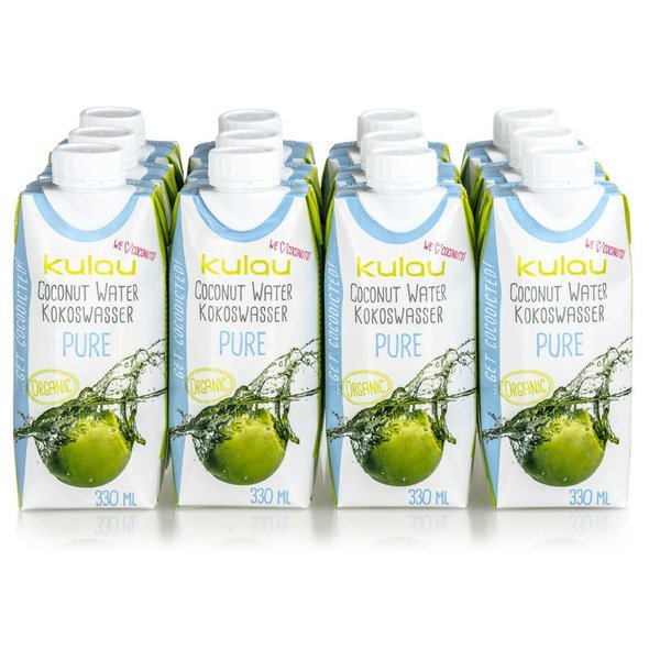 Kulau BIO kokosová voda PURE 12 x 330ml. Přírodní isotonický nápoj. Pouze 12kcal/100ml.