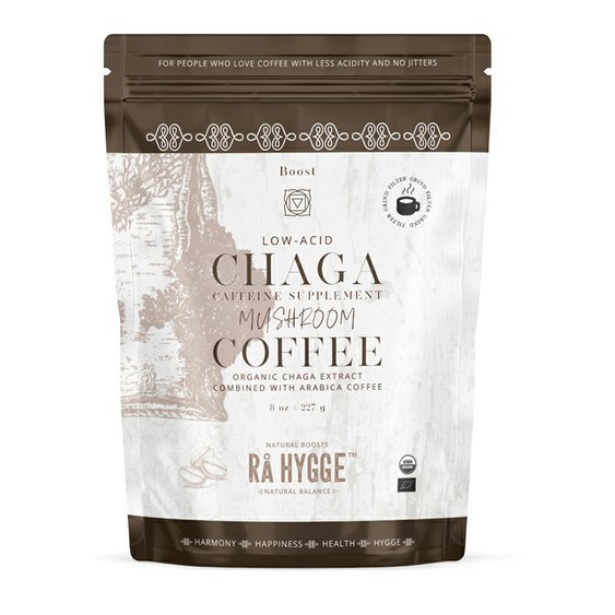 Ra Hygge BIO mletá káva Peru Arabica CHAGA 227g. Zdravá káva s medicinální houbou.