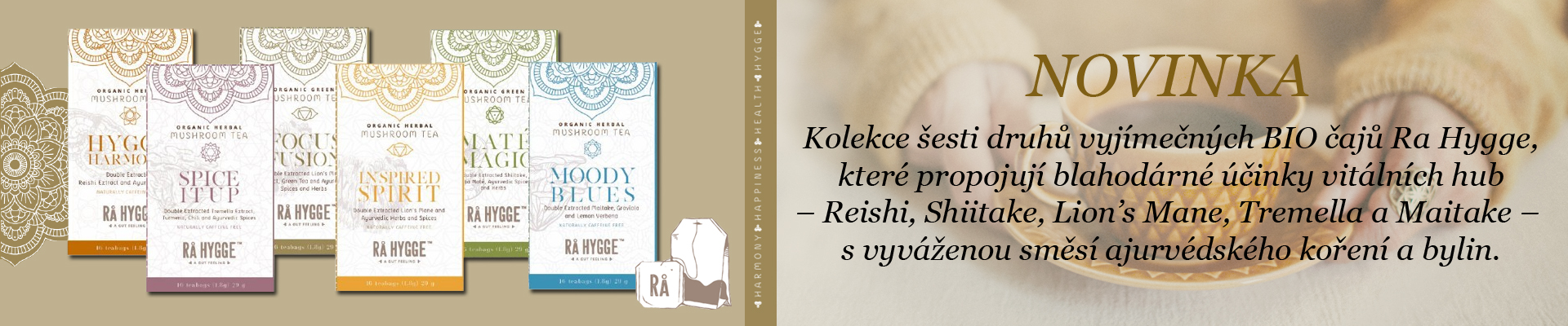 Novinka: Ra Hygge BIO čaje s vitálními houbami